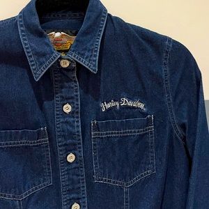 Harley Davidson denim button down with pocket